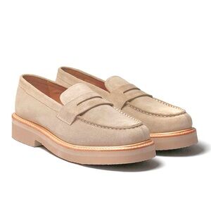 Grenson Peter Mens Suede Leather Loafers Slip On Neutral Ivory Beige Size US 11